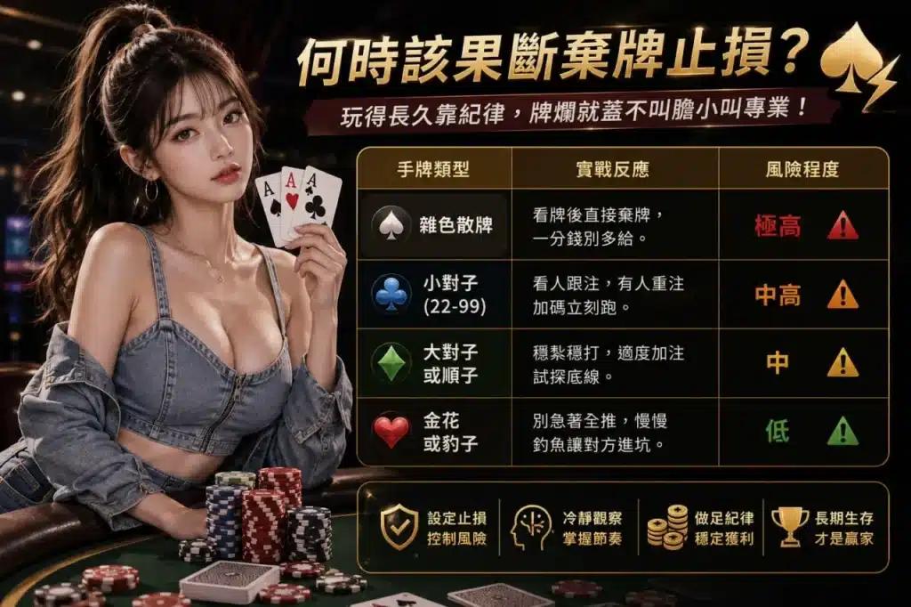 炸金花止損時機教學圖，整理牌型風險與棄牌判斷策略